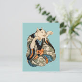着 物 猫, 芳 Kimono Cat, Yoshifuji, Ukiyoe Briefkaart (Staand voorkant)