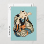 着 物 猫, 芳 Kimono Cat, Yoshifuji, Ukiyoe Briefkaart (Voorkant / Achterkant)