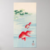 睡 と 魚, 古 riddervis en goudvis, Ohara Koson Poster (Voorkant)