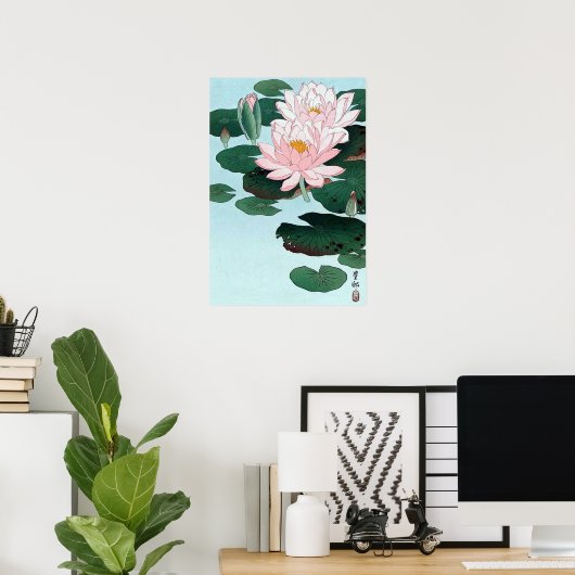 睡 蓮, 古 Water Lily, Koson, Ukiyo-e Poster (Thuiskantoor)
