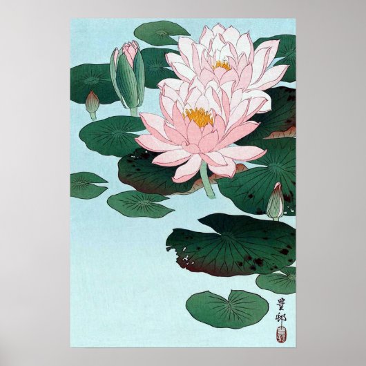 睡 蓮, 古 Water Lily, Koson, Ukiyo-e Poster (Voorkant)