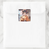 短刀を持った猫耳娘 VIERKANTE STICKER (Tas)