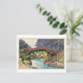 神 橋, Sacred Bridge, Hiroshi Yoshida, Woodcut Briefkaart (Staand voorkant)