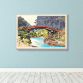 神 橋, Sacred Bridge, Hiroshi Yoshida, Woodcut Canvas Afdruk (Insitu (Houten vloer))