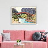 神 橋, Sacred Bridge, Hiroshi Yoshida, Woodcut Canvas Afdruk (Insitu (Woonkamer))