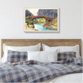 神 橋, Sacred Bridge, Hiroshi Yoshida, Woodcut Canvas Afdruk (Insitu (Slaapkamer))