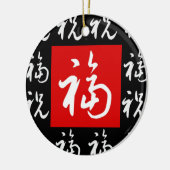 福(Fu) Good-Fortune & Blessings Chinese Gift Keramisch Ornament (Links)