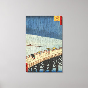 突 然 雨, 広 sudden Rain, Hiroshige, Ukiyo-e Canvas Afdruk