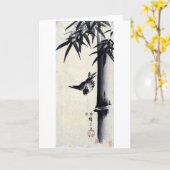 竹に雀, 歌川広重 Bamboe & Mus, Hiroshige, sumi-E Kaart (Gele Bloem)