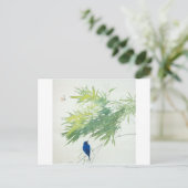 竹に青鳥, 栖鳳 Bamboo and Blue bird, Seihō, Japanese Art Briefkaart (Staand voorkant)