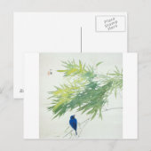 竹に青鳥, 栖鳳 Bamboo and Blue bird, Seihō, Japanese Art Briefkaart (Voorkant / Achterkant)