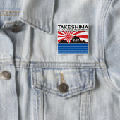 竹島旭日旗缶バッジ VIERKANTE BUTTON 5,1 CM (In situ)