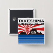 竹島旭日旗缶バッジ VIERKANTE BUTTON 5,1 CM (Voorkant /achterkant)