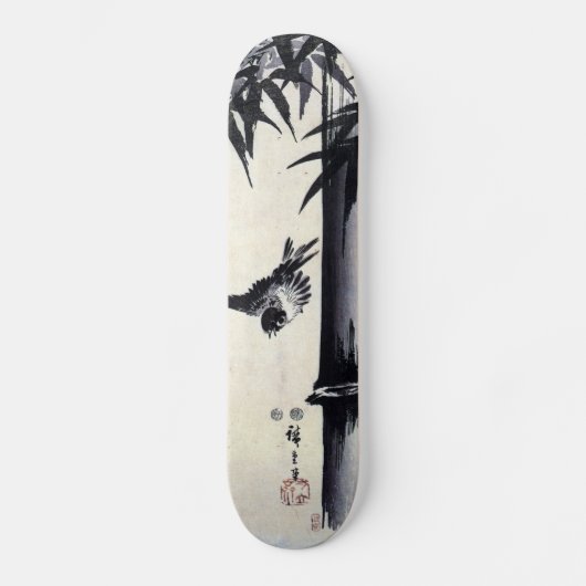 竹 に 雀, 歌 広 Bamboe & Sparrow, Hiroshige, Sumi-e Persoonlijk Skateboard (Voorkant)