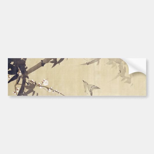 竹 に 鳥, 其 Bird en Bamboo, Kiitsu, Japan Art Bumpersticker (Voorkant)