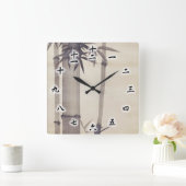 竹, 其 一 Bamboo, Kiitsu, Japan Art Vierkante Klok (Huis)