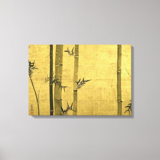 竹 図, 光 琳 Bamboo, Ogata Kōrin, Sumi-e Canvas Afdruk (Voorkant)