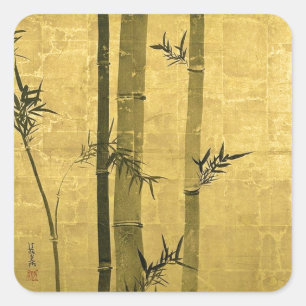 竹 図, 光 琳 Bamboo, Ogata Kōrin, Sumi-e Vierkante Sticker