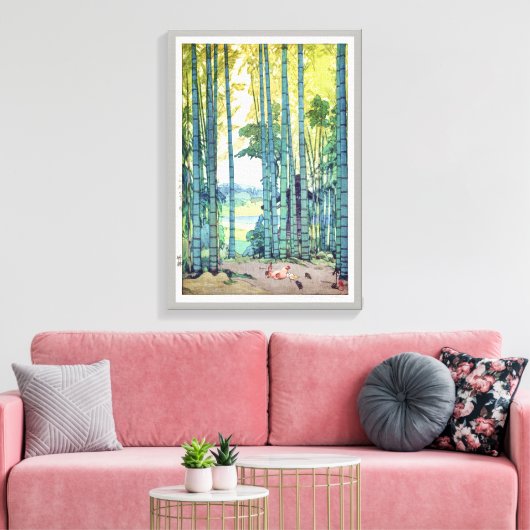 竹 林, Bamboe grove, Hiroshi Yoshida, Woodcut Canvas Afdruk (Insitu (Woonkamer))