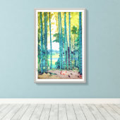 竹 林, Bamboe grove, Hiroshi Yoshida, Woodcut Canvas Afdruk (Insitu (Houten vloer))