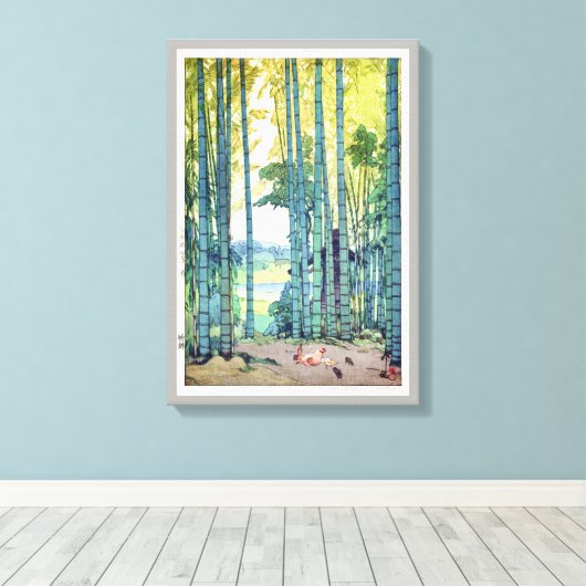 竹 林, Bamboe grove, Hiroshi Yoshida, Woodcut Canvas Afdruk (Insitu (Houten vloer))