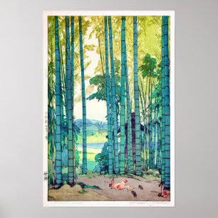 竹 林, Bamboe grove, Hiroshi Yoshida, Woodcut Poster