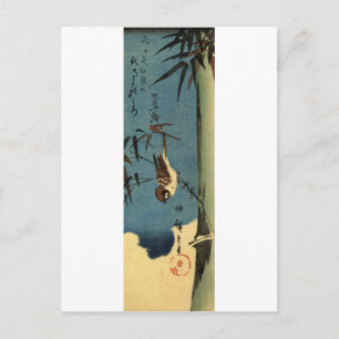 竹 雀, 広 Bamboe en Sparrow, Hiroshige, Ukiyo-e Briefkaart