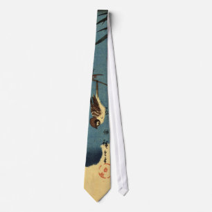 竹 雀, 広 Bamboe en Sparrow, Hiroshige, Ukiyo-e Stropdas