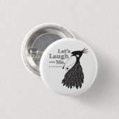 笑うハシビロコウ 黒 RONDE BUTTON 3,2 CM (Voorkant /achterkant)