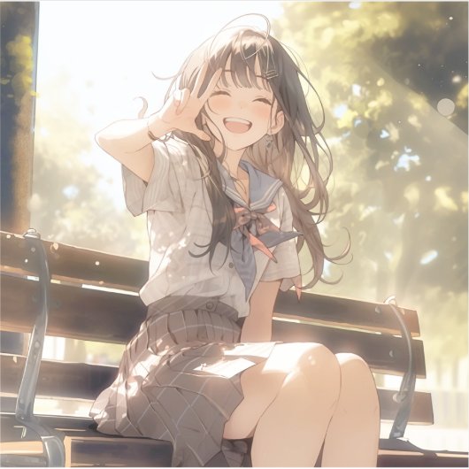 笑顔で3ピースJKシール|寿司娘 Seal GenerativeAI Sticker (Voorkant)