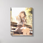 笑顔で3ピースJK アートパネル|寿司娘 Art Panel GenerativeAI Canvas Afdruk (Voorkant)