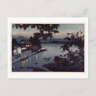 筑 川 夕 べ, Avond in de rivier de Chikugo, Hiroshi Yo Briefkaart