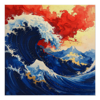 紅の波 – Crimson Wave Perfect Poster