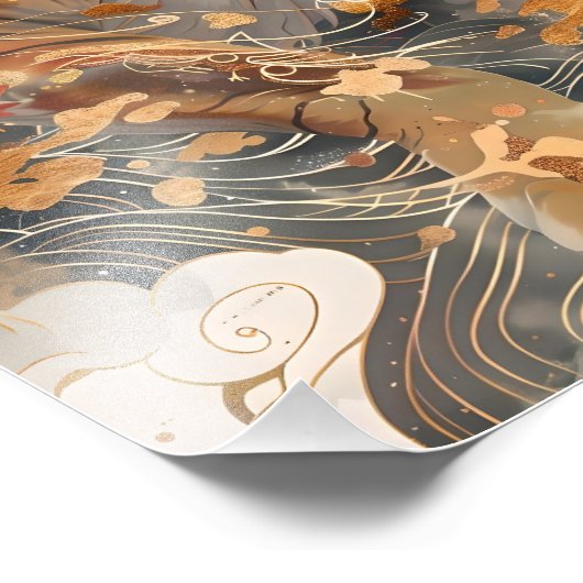 紅葉と黄金に包まれた虎/A tiger in gold and autumn. Foto Afdruk (Hoek)