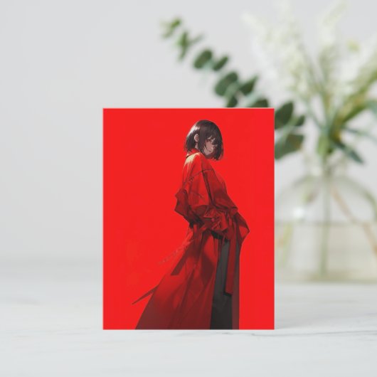 紅/RED Invitation Card | 東京娘 GenerativeAI  Kaart (Staand voorkant)