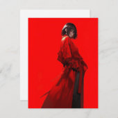 紅/RED Invitation Card | 東京娘 GenerativeAI  Kaart (Voorkant / Achterkant)