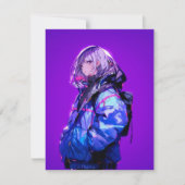 紫/Purple Invitation Card | 東京娘 GenerartiveAI Kaart (Voorkant)