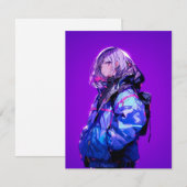 紫/Purple Invitation Card | 東京娘 GenerartiveAI Kaart (Voorkant / Achterkant)