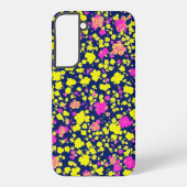 紺地に黄色とピンクの花模様　和風　着物柄 SAMSUNG GALAXY HOESJE (Achterkant)