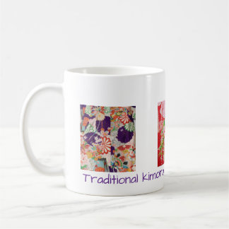 綺麗な伝統的な着物生地のマグカップ(紫&赤) KOFFIEMOK