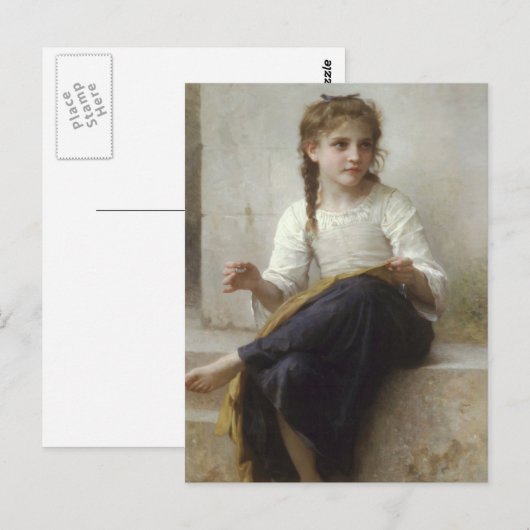 編 み を す る 少2 BRIEFKAART (Voorkant / Achterkant)