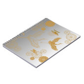 縁起の良い金色の日本の鶴模様《白×シルバー》ジャーナル NOTITIEBOEK (Linkerzijde)