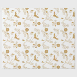 縁起の良い金色の日本の鶴模様 CADEAUPAPIER