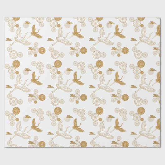縁起の良い金色の日本の鶴模様 CADEAUPAPIER (Vlak)