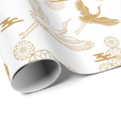 縁起の良い金色の日本の鶴模様 CADEAUPAPIER (Rol Hoek)
