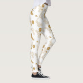 縁起の良い金色の日本の鶴模様 LEGGINGS (Rechts)