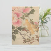 美しい花と鳥の絵　ビンテージアート　日本画 KAART (Staand voorkant)
