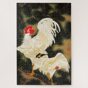 老 白 図, 若 Pine-tree & White Chickens, Jakuchüu Legpuzzel