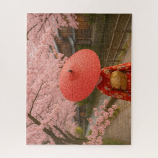 舞妓と満開の桜道/Maiko and Cherry Blossom Path Legpuzzel (Verticaal)