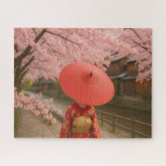舞妓と満開の桜道/Maiko and Cherry Blossom Path Legpuzzel (Horizontaal)